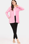 Rosaline Minky Plush Fleece Knit Poly Hooded Cardigan - Candy Pink — thumbnail 4